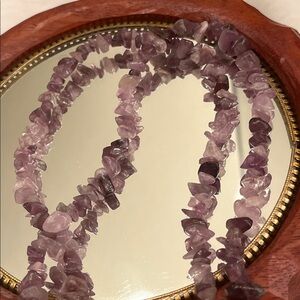 Purple Amethyst Stone Necklace 34”